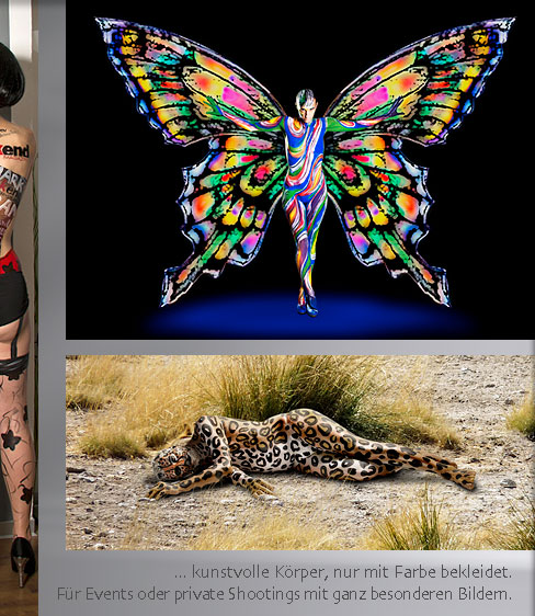 bodypainting leopard schmetterling