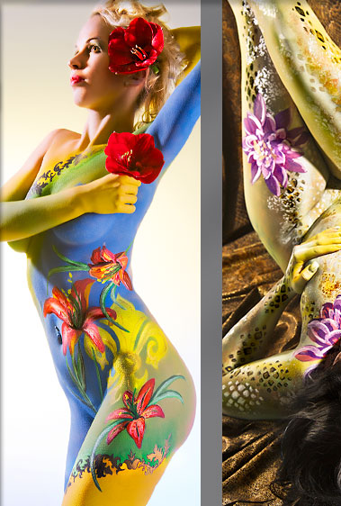 bodypainting lilien schlange