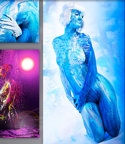 bodypainting eis blau wasser