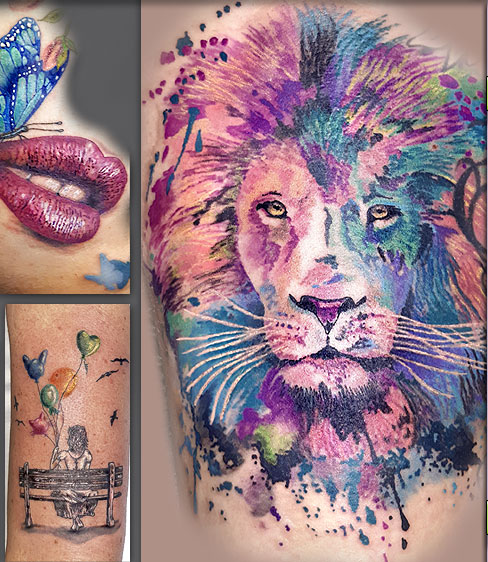 tattoostudio, graz, coverup, pusteblume, watercolor, blume, libelle